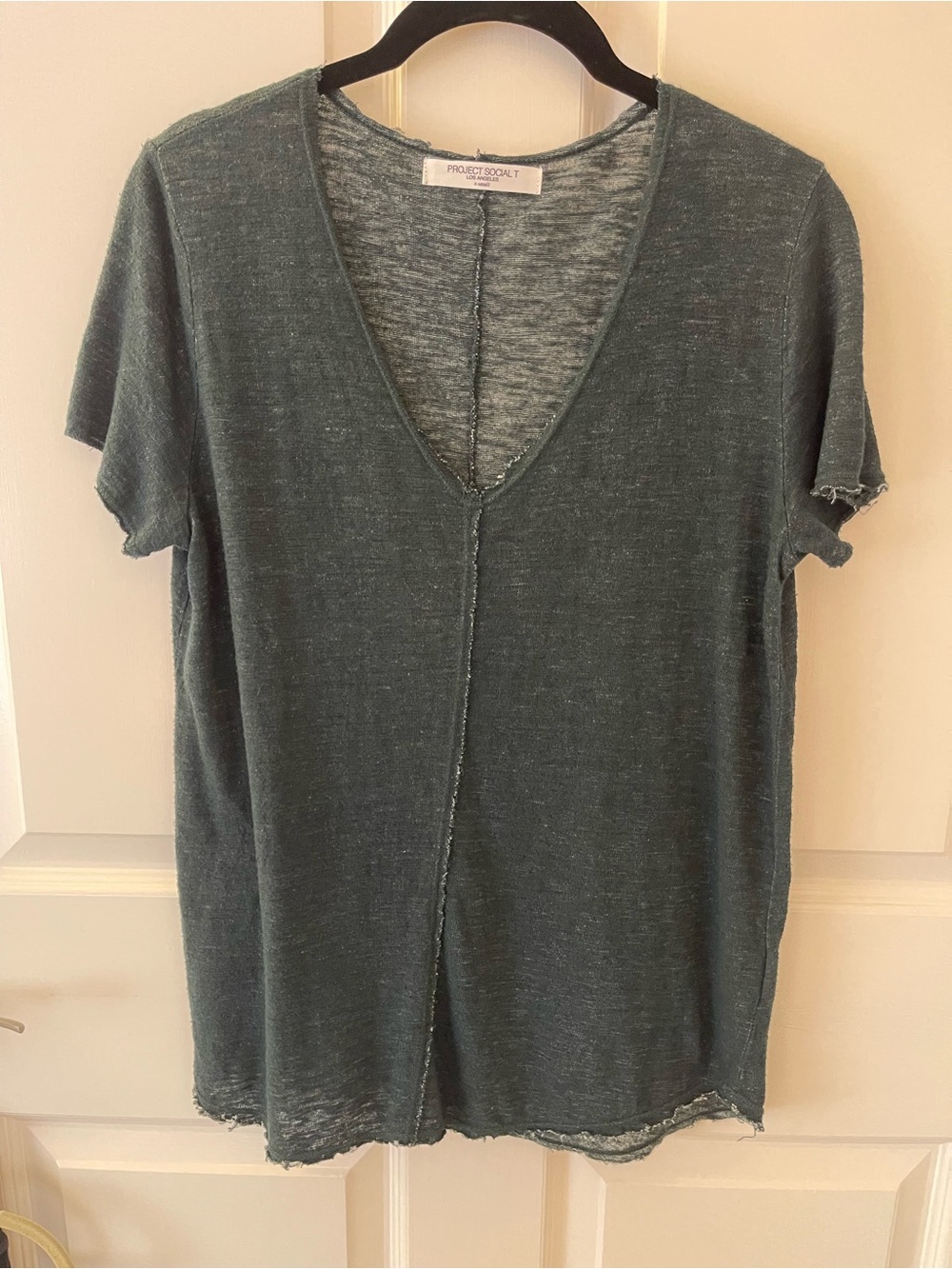 Project Social T Washed Teal V-Neck Short Sleeve Tee